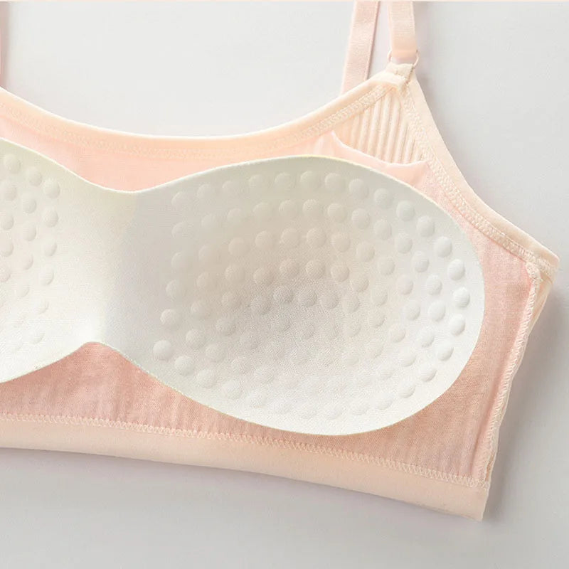4 Pcs/Lot Children Innerwear Cotton Girls Bra Removable Sponge Cup Puberty Girls Training Bras Breathable Teenage Girl Brassiere