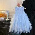 Princess dress, girls' summer 2026 new children's sequin baby's beautiful birthday solid color fluffy dress