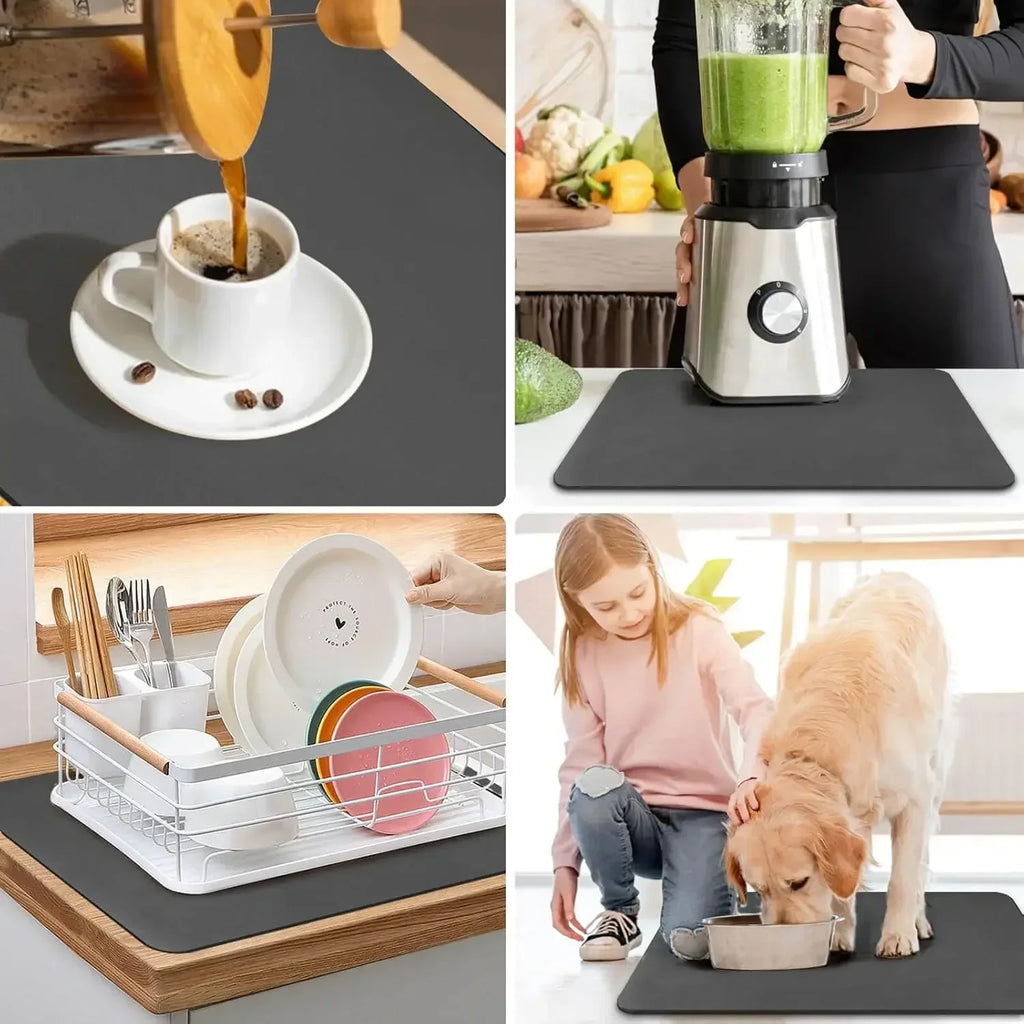 Accesorios de Cocina Alfombrilla Absorbente para Secar Platos de Cocina Alfombrilla de Drenaje para Cafetera Vajilla Alfombrilla de Drenaje de Cocina Posavasos