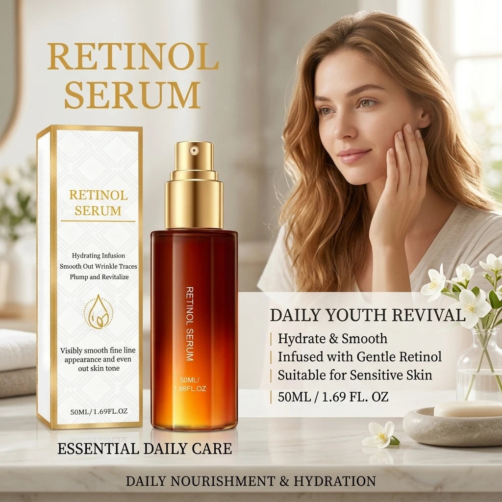 Retinol Facial Serum Moisturizing Soothing Skin Shrink Pore Reduce Fine Line Fade Dark Spot Brightening Lightweight Face Essence