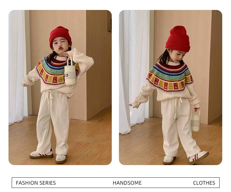 Women Sweater Print Family Daughter Matching Equal Mother Same Knit Top Pullover Baby Knitwear Clothes Knitted Jumper Holiday