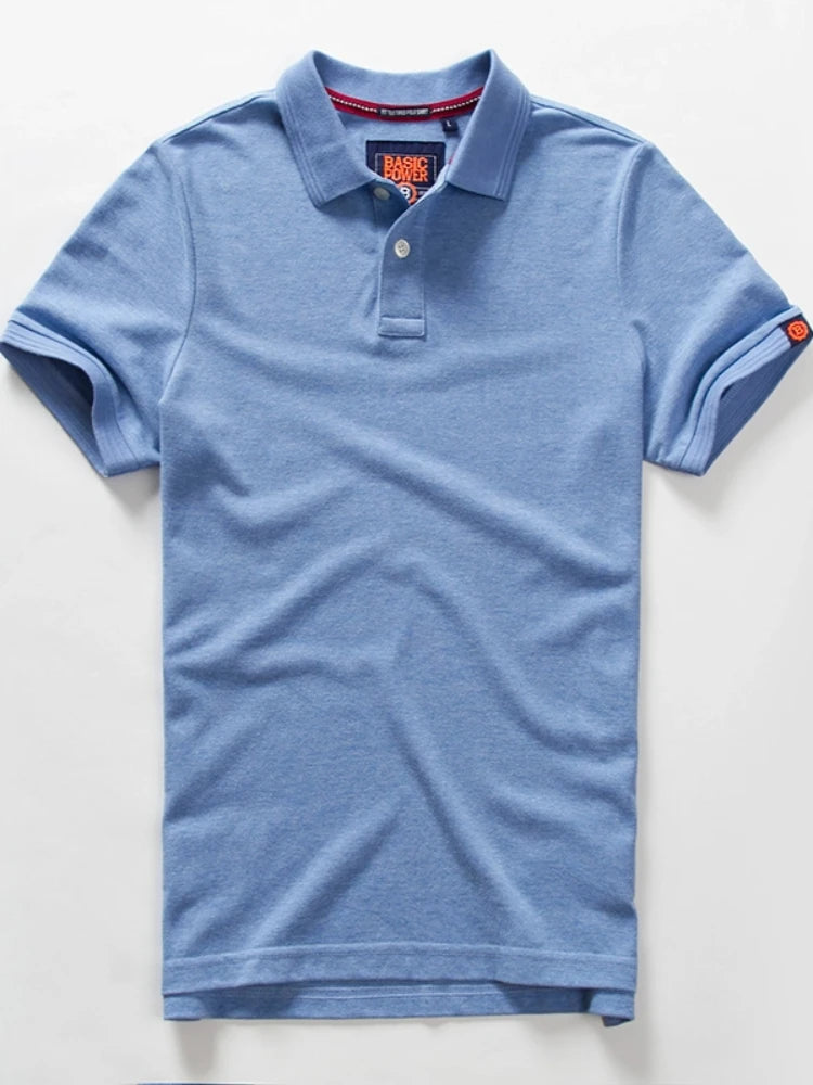 Summer New American Retro Knitted Solid Color Pearl Cotton Polo Shirts Men'S Fashion Washed Short Sleeve Lapel Casual T-Shirt