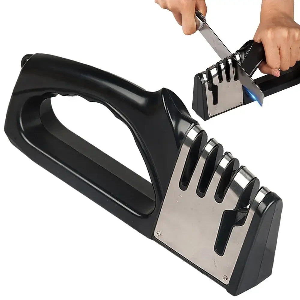 Afilador de Cuchillos de Cocina de 4 Segmentos Multifuncional Portátil con Base Antideslizante Afilador de Cuchillos para Gadgets y Accesorios de Cocina Domésticos