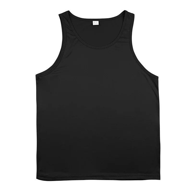 Men's Gym Sports Tank Top Muscle Aesthetic Dry Fast Workwear Polyester Fiber Summer Sport Fit Style Solid Color round Neck