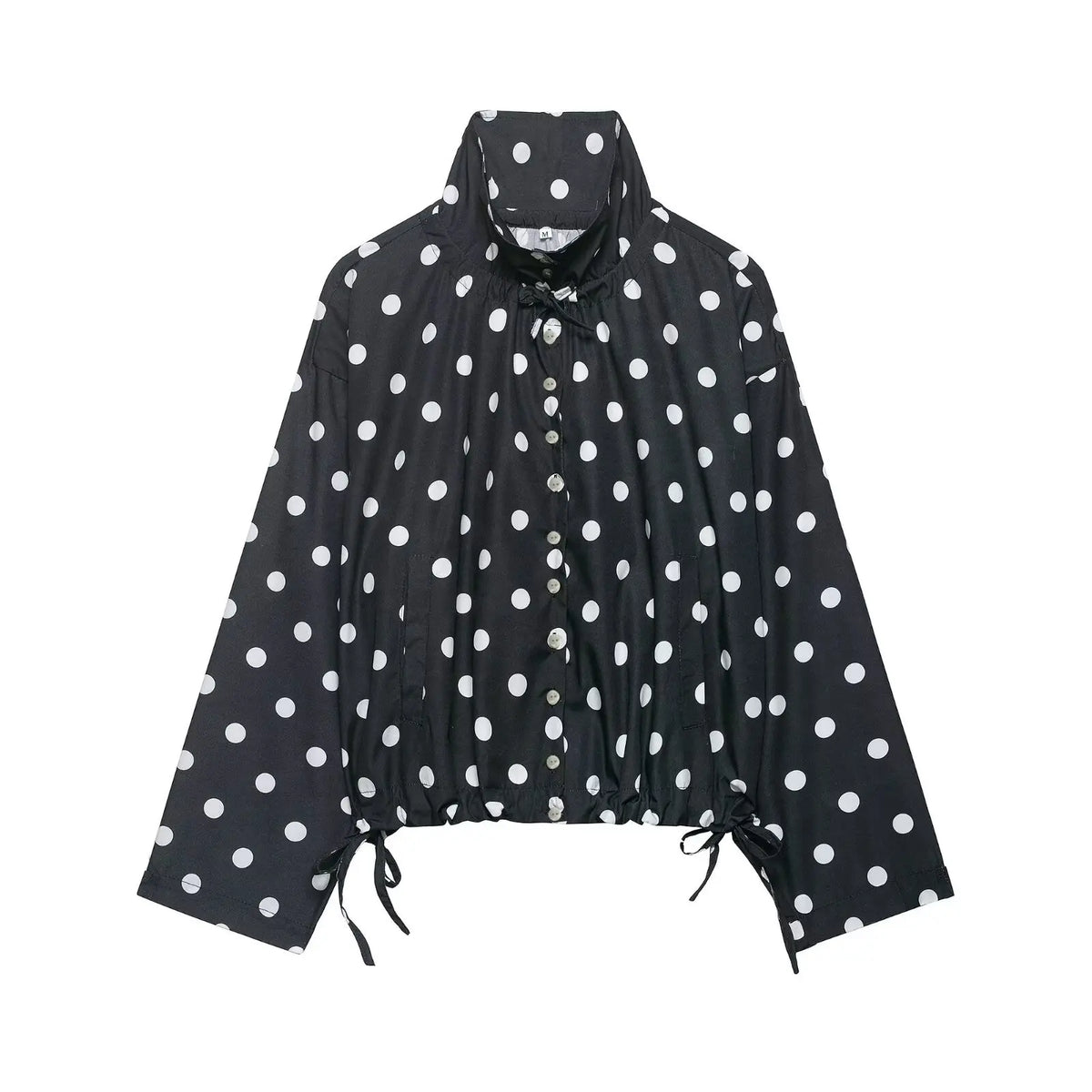 Women's Pink Polka Dot Short Jacket - Long Sleeve Single Breasted