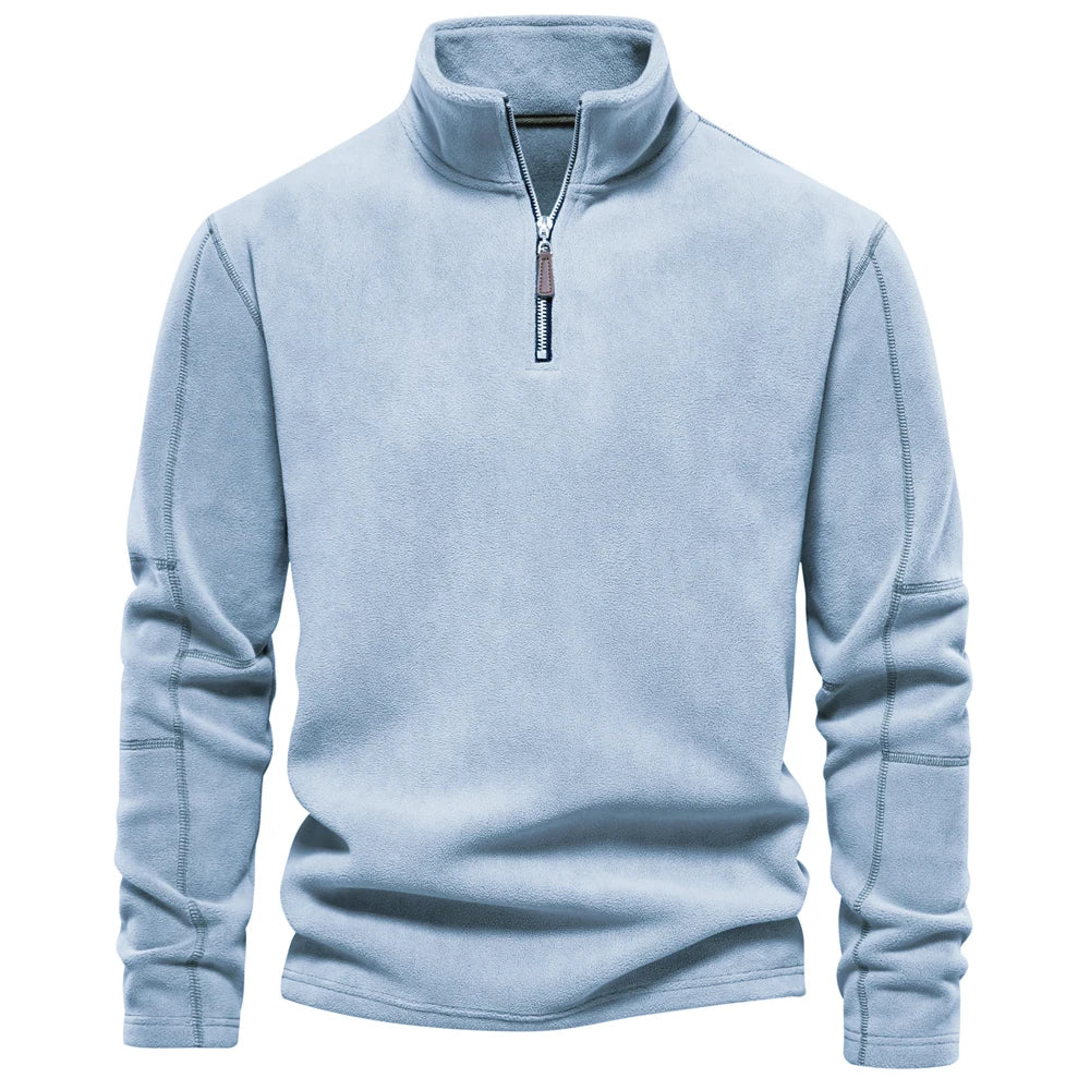 Aiopeson Men's Thick Fleece Jacket With Zipper Neck Pullover Soft Shell For Warmth