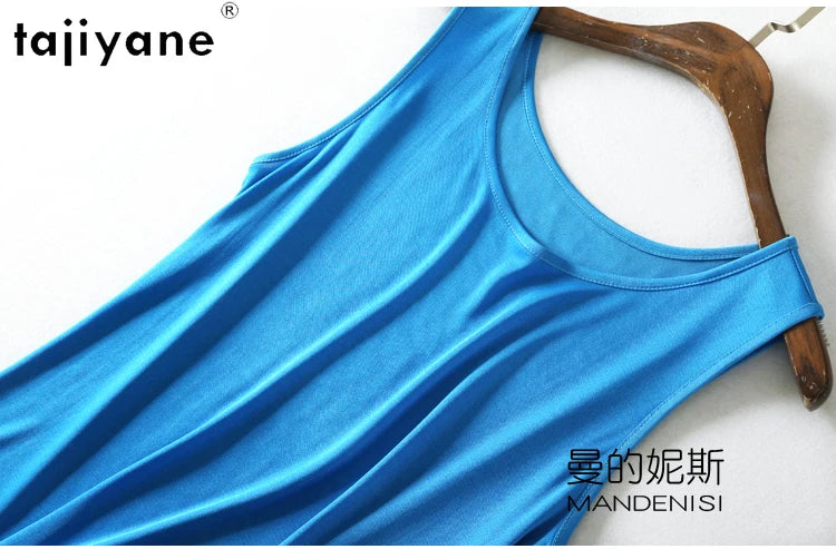 TAJIYANE 70% Mulberry Silk Tank Tops for Woman Elegant Sleeveless Summer Tops 2025 Solid Color Silk Vest Ladies Clothes кроп топ