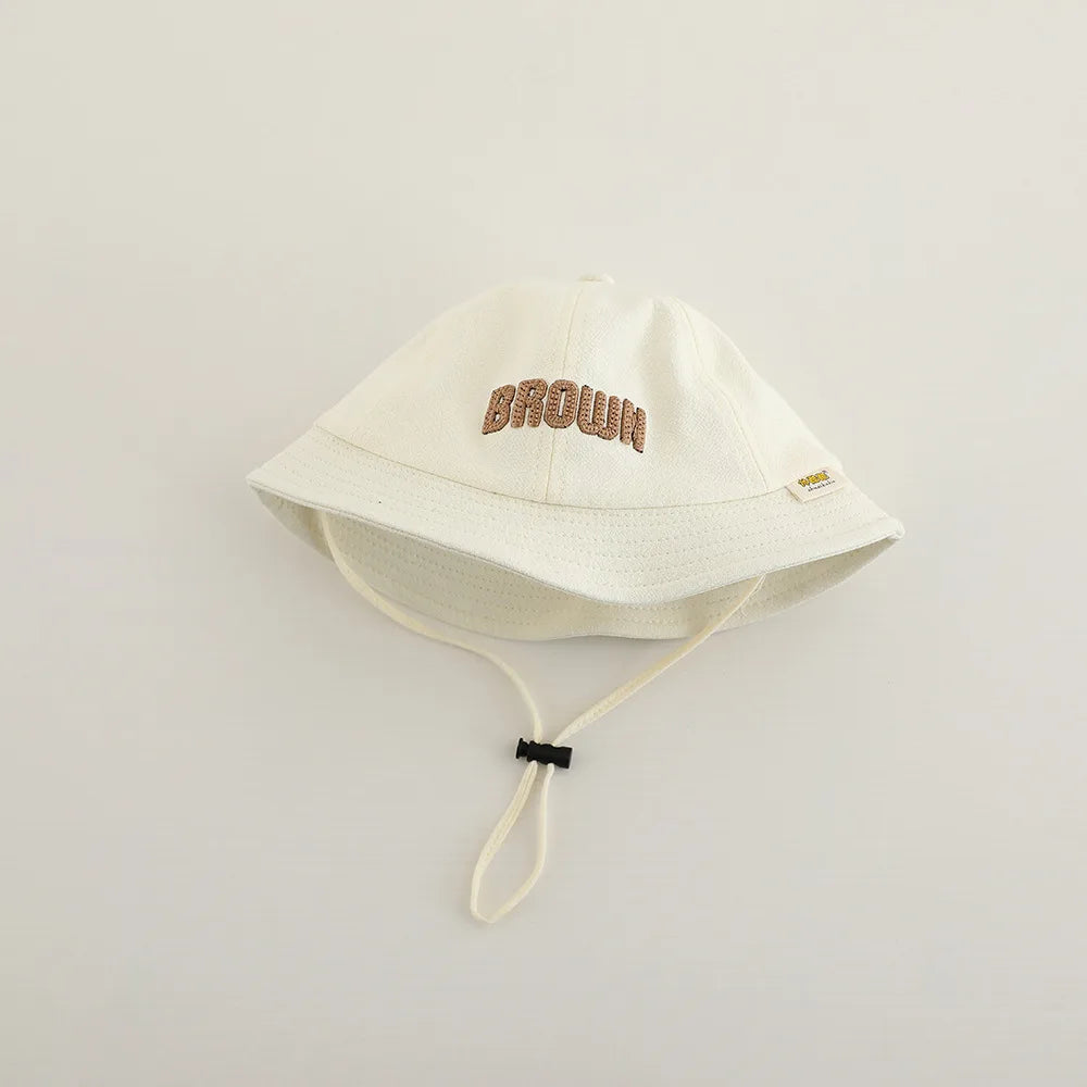Embroidered Baby Bucket Hat Sun Safe Unisex Beachwear For Toddlers With Letter Design