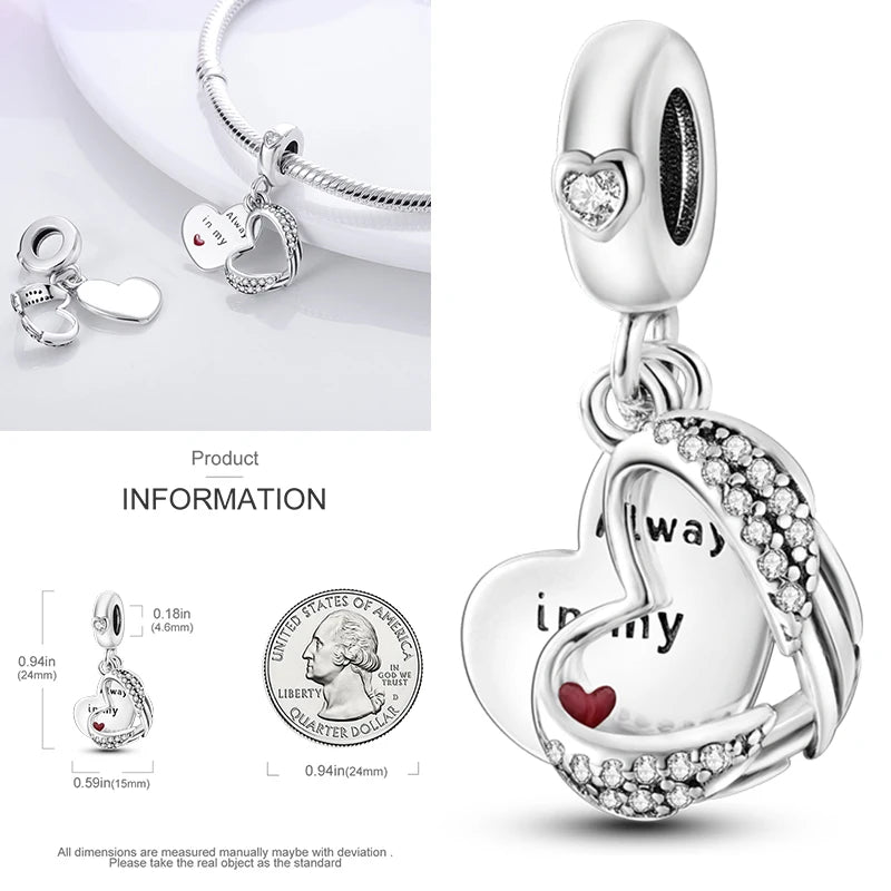 925 Sterling Silver Heart Infinity Charm Bead For Pandora Style Bracelets Gift For Her