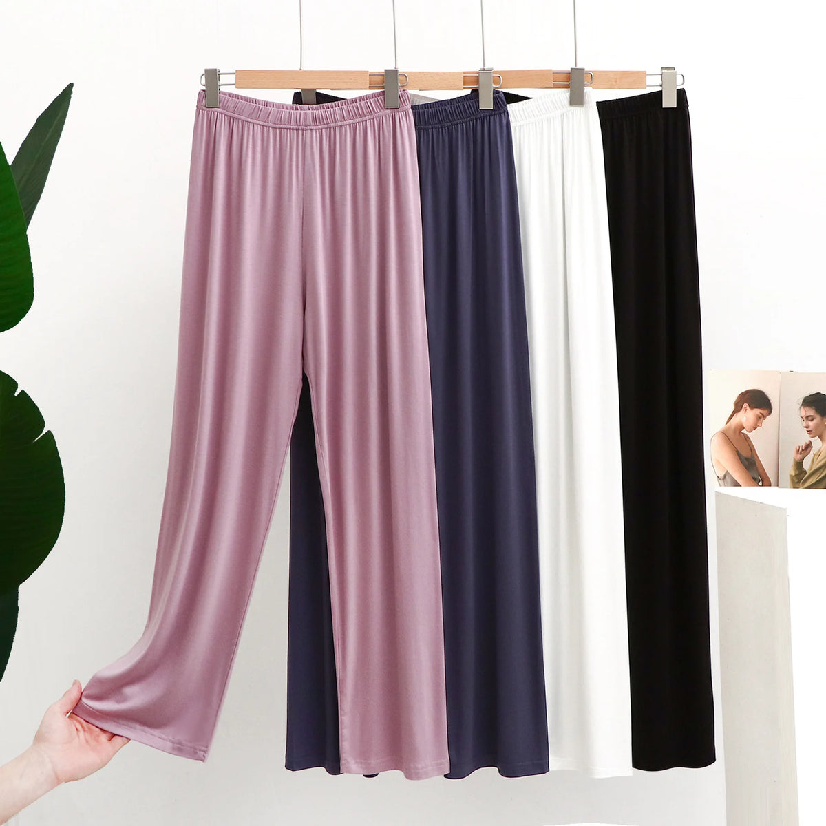 Women's Modal Pajama Pants - Loose Elastic Waist Loungewear