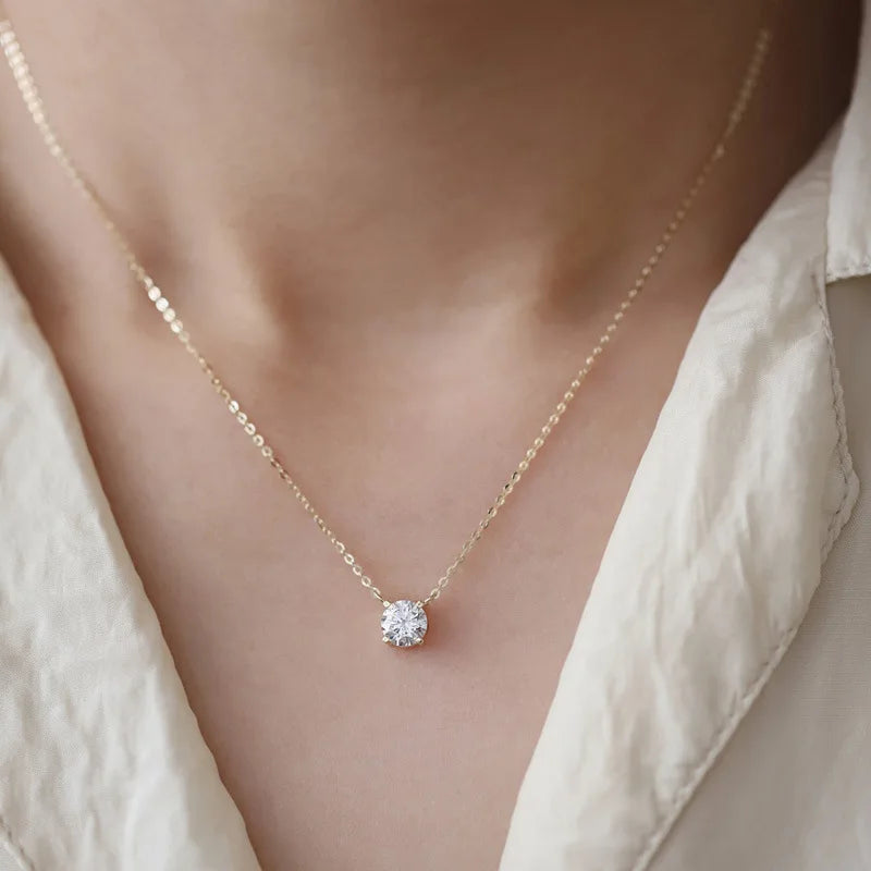 SENLISSI 925 Sterling Silver Sparkling Clavicle Chain Choker Necklace Simple Green Zircon Gypsophila Pendant Necklace For Women