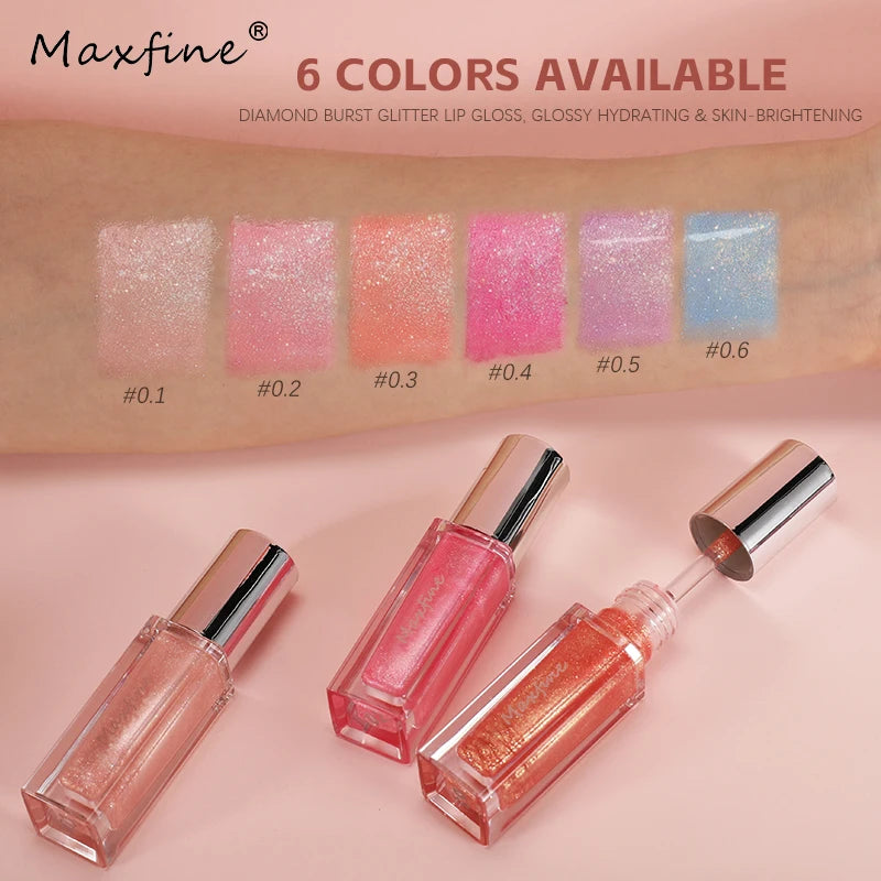 Shimmer Glitter Lip Gloss Transparent Diamond Sparkle Lip Tint Smooth Hydrating Lip Shine Can Be Used Over Lipstick Party Cosmet