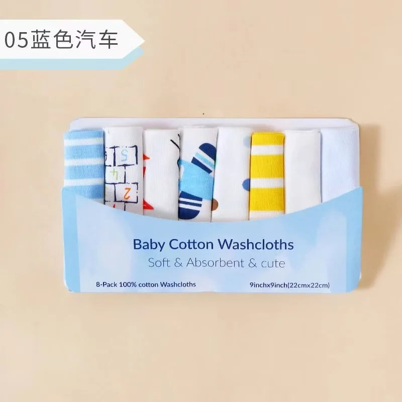 8-Piece Newborn Baby Cotton Washcloth and Towel Set