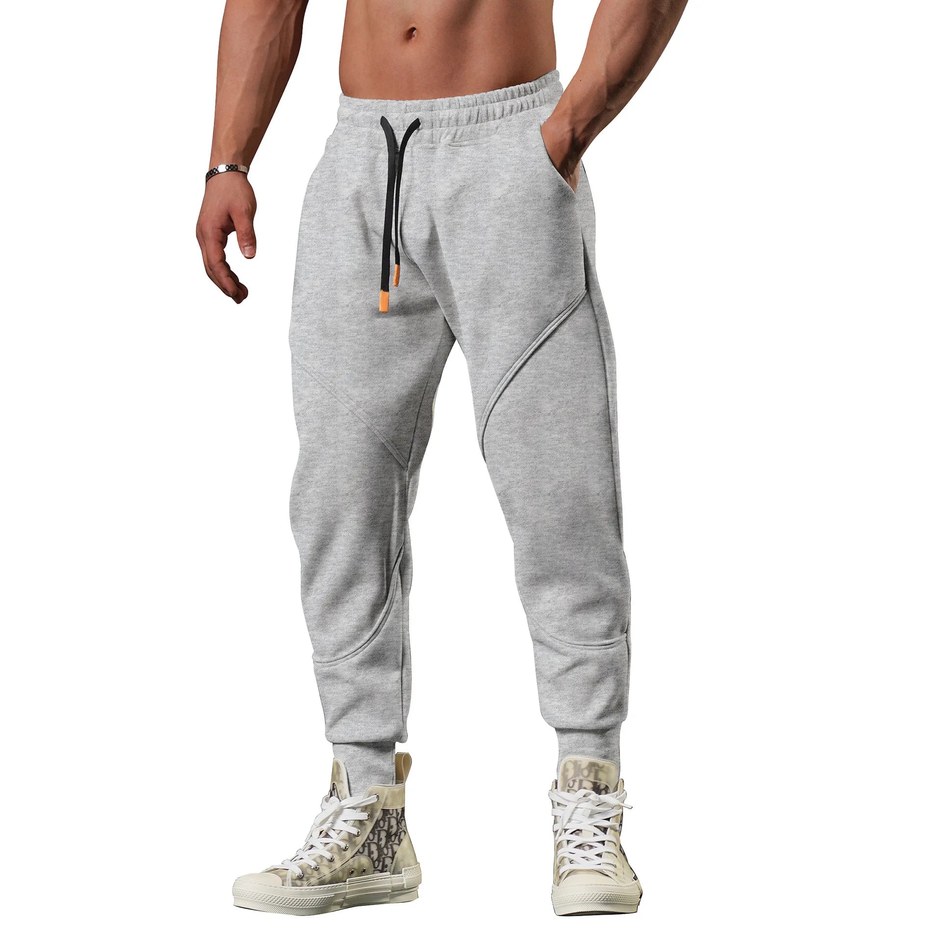 Men's Winter Running Sweatpants Warm Thick Cuffed Joggers For Outdoor Basketball Training