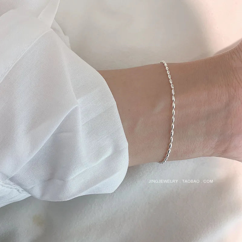 S925 Sterling Silver Necklace Beads Choker Shiny Delicate Collarbone Chain For Girl Wedding Fine Jewelry