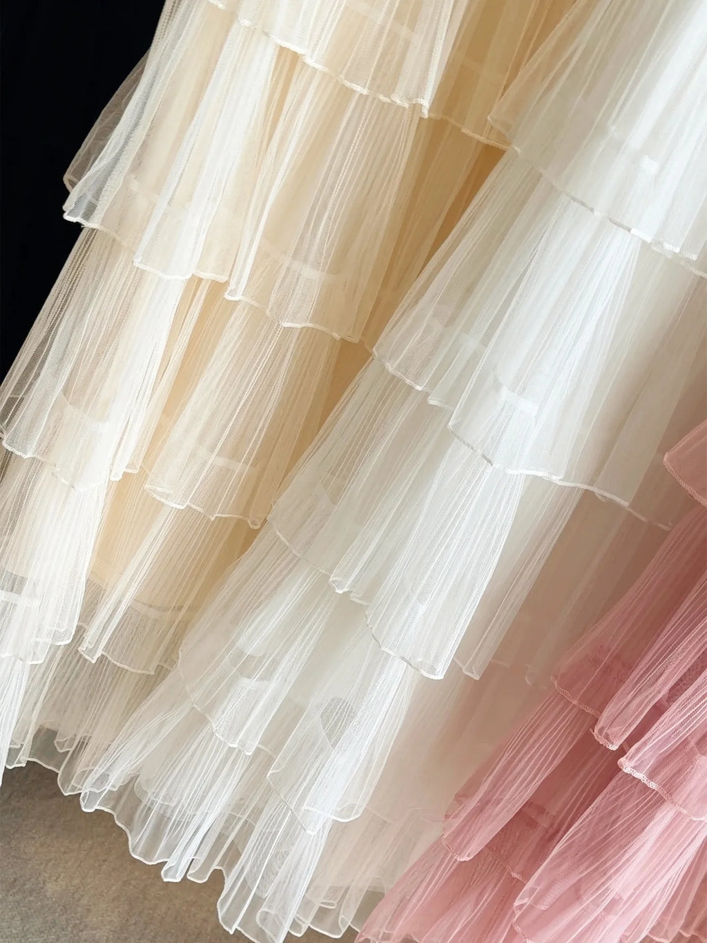 Seoulish Korean Style Layered Mesh Cake Midi Skirt 2026 Spring Women High Waist Elegant Tulle Skirt Female Long Skirts Party