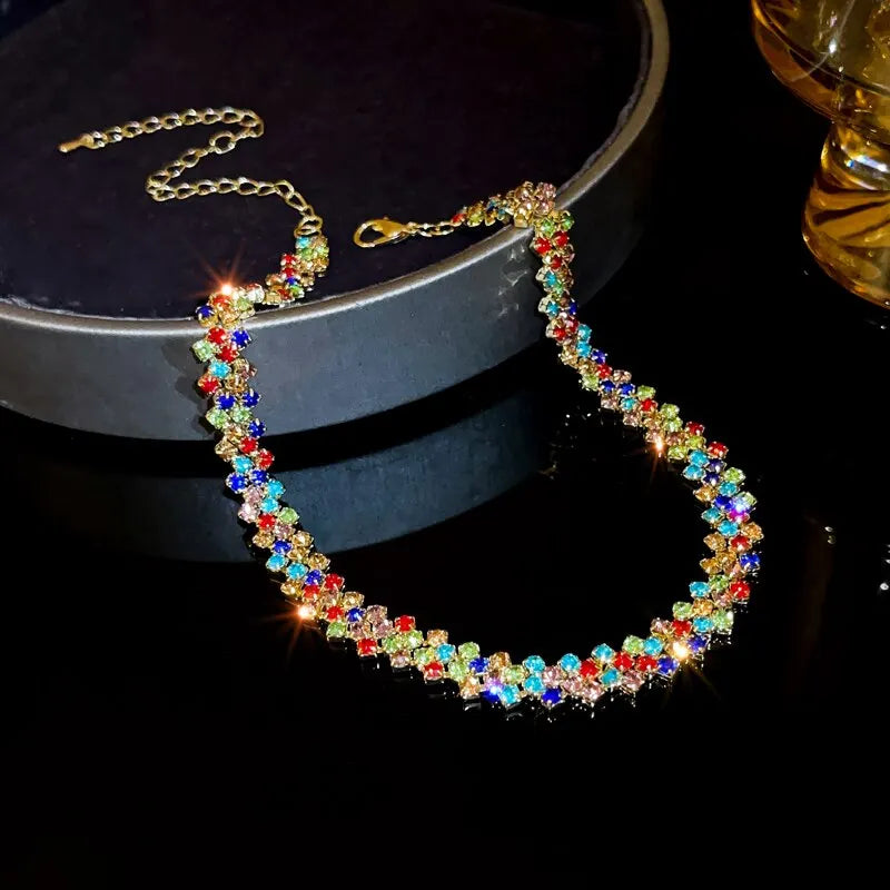 Luxury Shiny Full Rhinestone Choker Necklace For Women'S Personalized Geometric Crystal Necklaces Wedding Jewelry Gifts