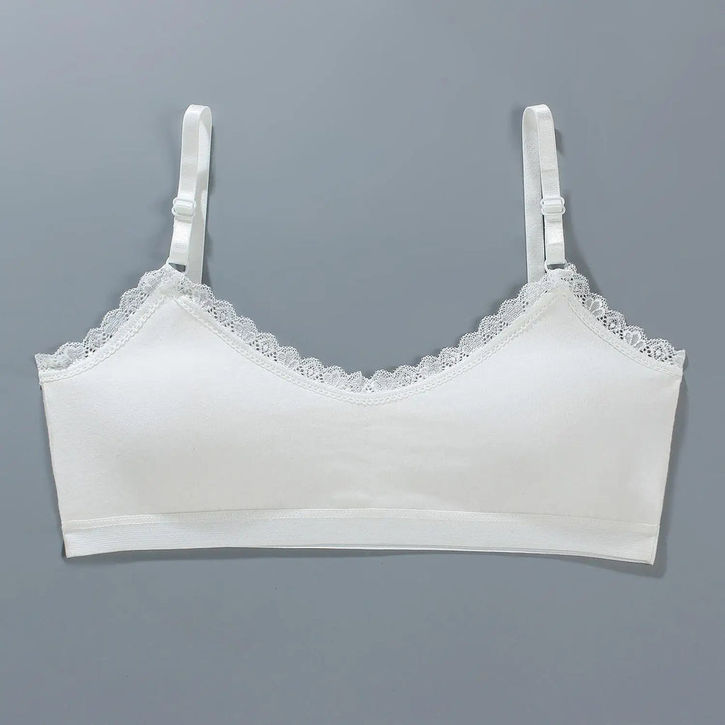 1/3PCS Girls Lace Bras Children Breathable Underwear Kids Tube Tops Soft Cotton-padded Teens Youth Girls Washable Bras Camisoles