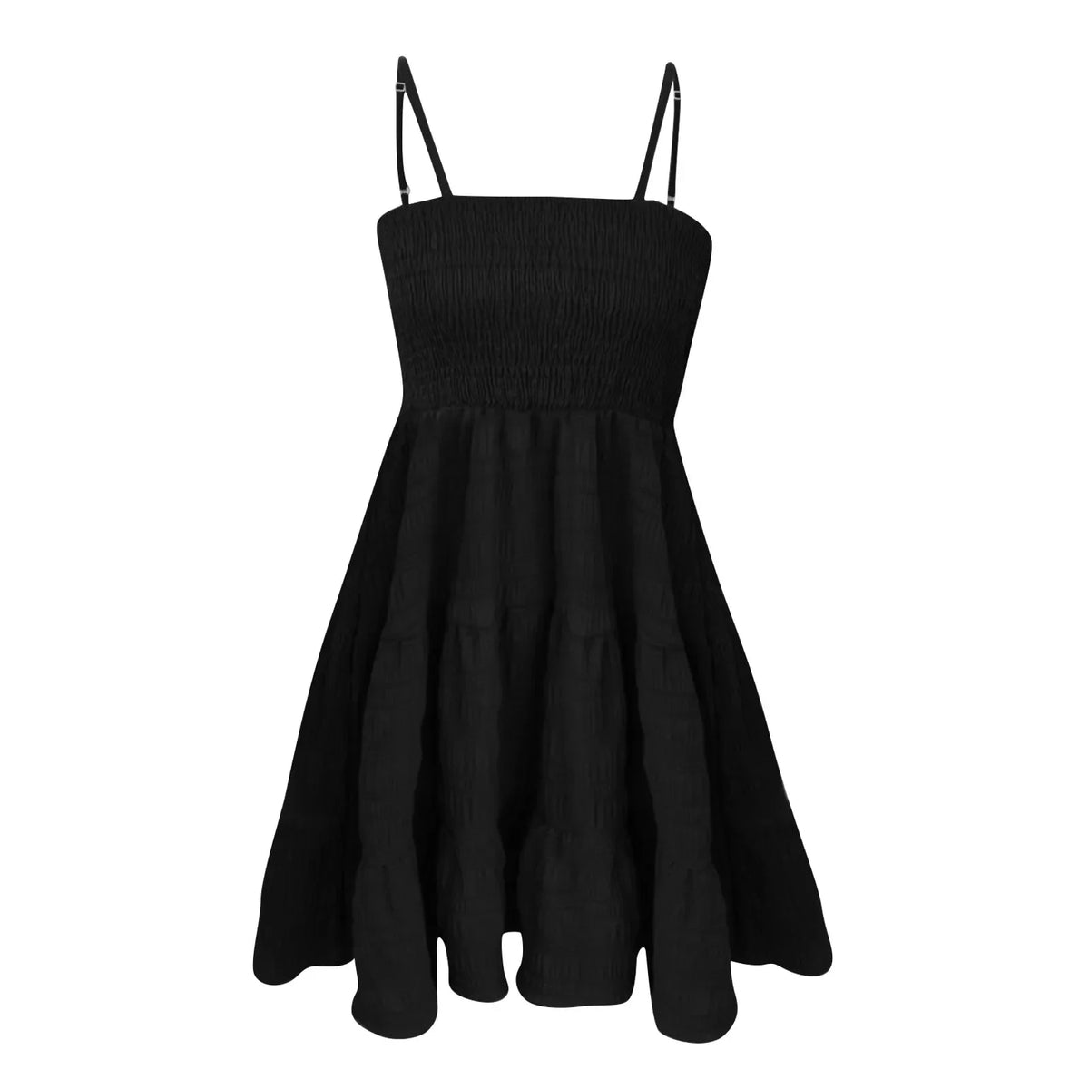 Bohemian Beach Sundress Women Sexy Sleeveless Backless Big Swing Mini Dress Solid Spaghetti Strap Ruffles Dress Summer Vestidos