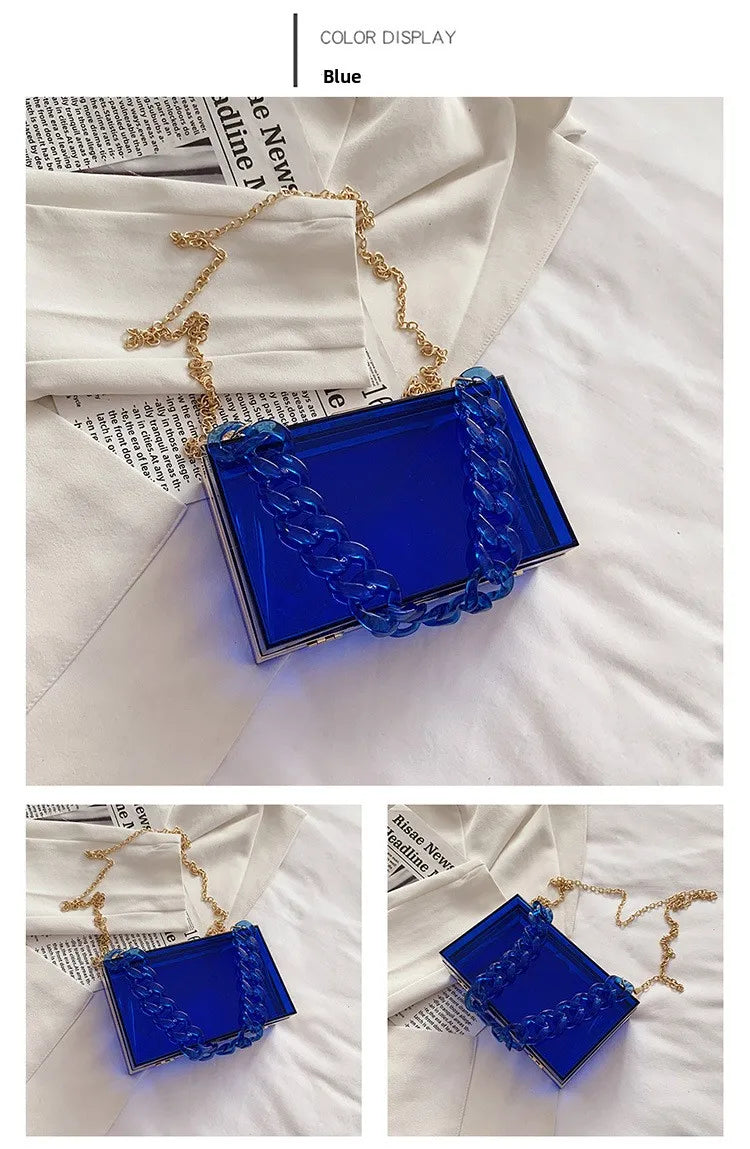 Fashionable Acrylic Handbag Women's Hot Sale Of The Season New Chain Box Bag Transparent Handbag Cross-Border Style Small Siz...
