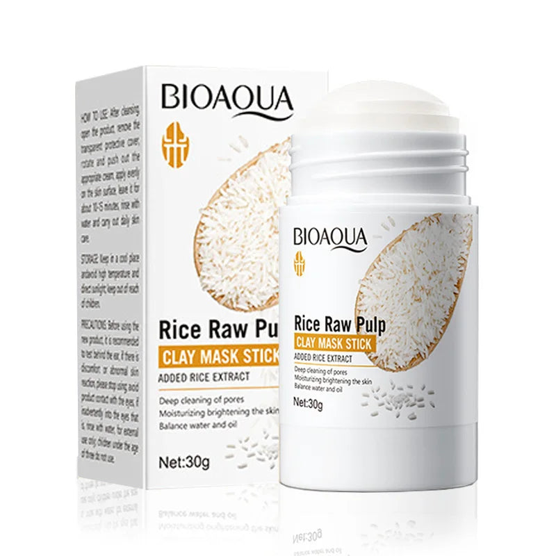 BIOAQUA White Rice Face Mask Moisturizing Stick Mud Blackhead Removal Firming Clay Anti Wrinkle Facial Masks Skin Care Products