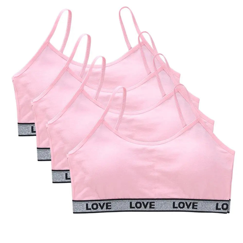 1/4PCS Children Innerwear Cotton Girls Bra Removable Sponge Cup Puberty Girls Training Bras Breathable Teenage Girl Brassiere 14