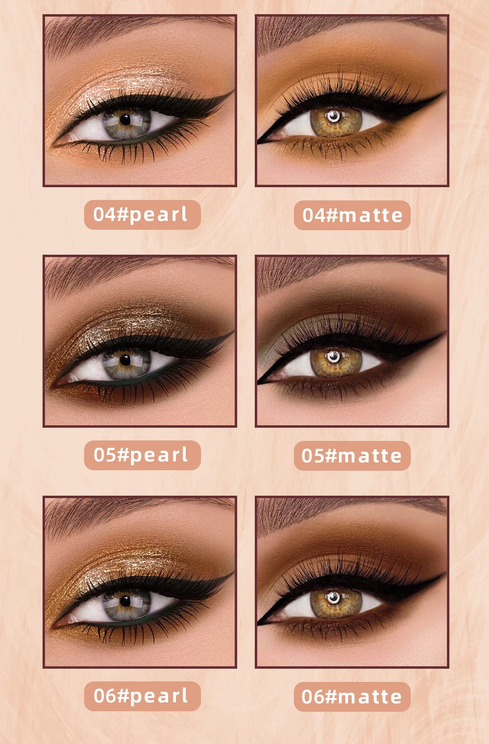 QIBEST Double Head Glitter Matte Eye shadow Stick Makeup Sets Long Lasting Shimmer 2 In 1 Liquid Eyeshadow Cosmetic Sets 6 Color