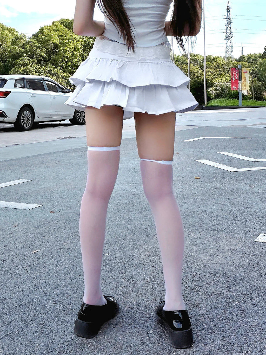 Women's Sexy Pleated Skirt Low Waist Denim Puffy Ruffles Mini Skirt