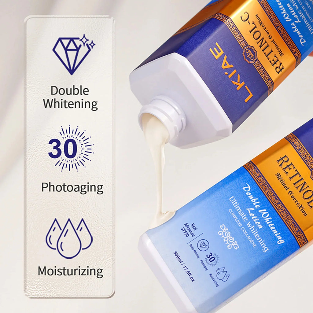 LKIAE Advanced Retinol Double Whitening Skin Care Set, Deeply Moisturizing, Clean Skin, Reduce Wrinkles, Stains, Dark Spots