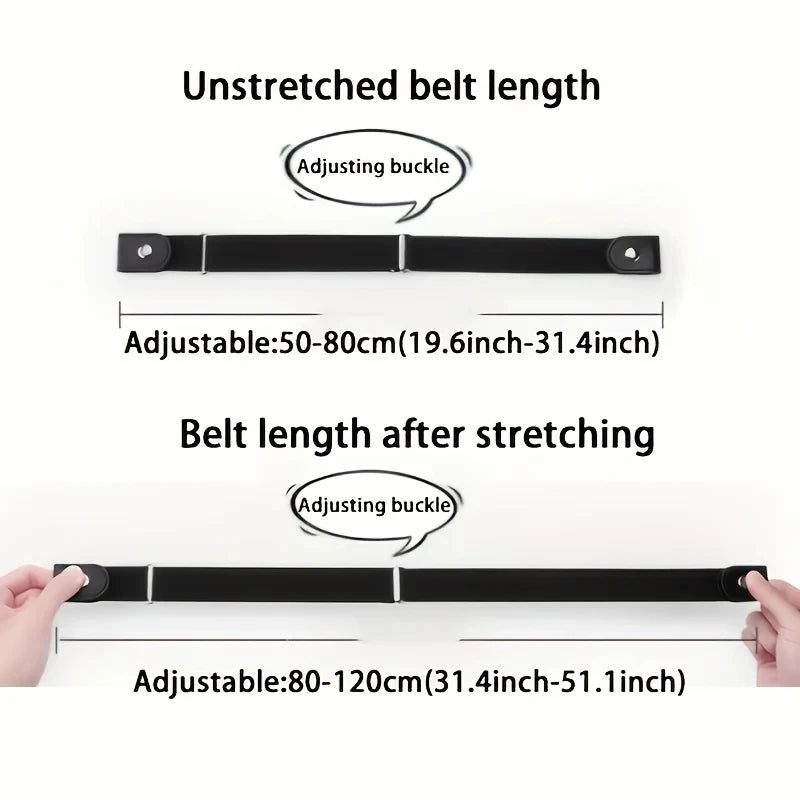 1Pc No Buckle Elastic Waist Belt, Stretch Adjustable Belt For Jeans Dresses, Invisible Comfort Belt For Women'S Men, Belts