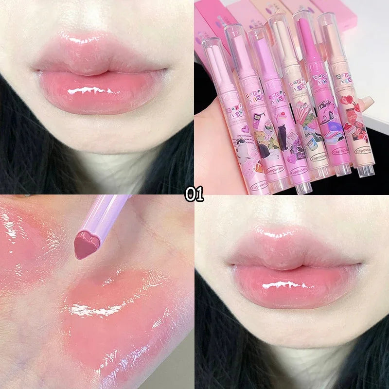 Watermelon Jelly Mirror Lip Gloss - Moisturizing Heart-Shaped Lip Glaze