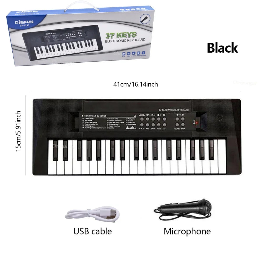 37 Keys Electronic Piano Keyboards with Microphone Rechargeable Education Toys Musical Instrument Gifts for Boys Girls