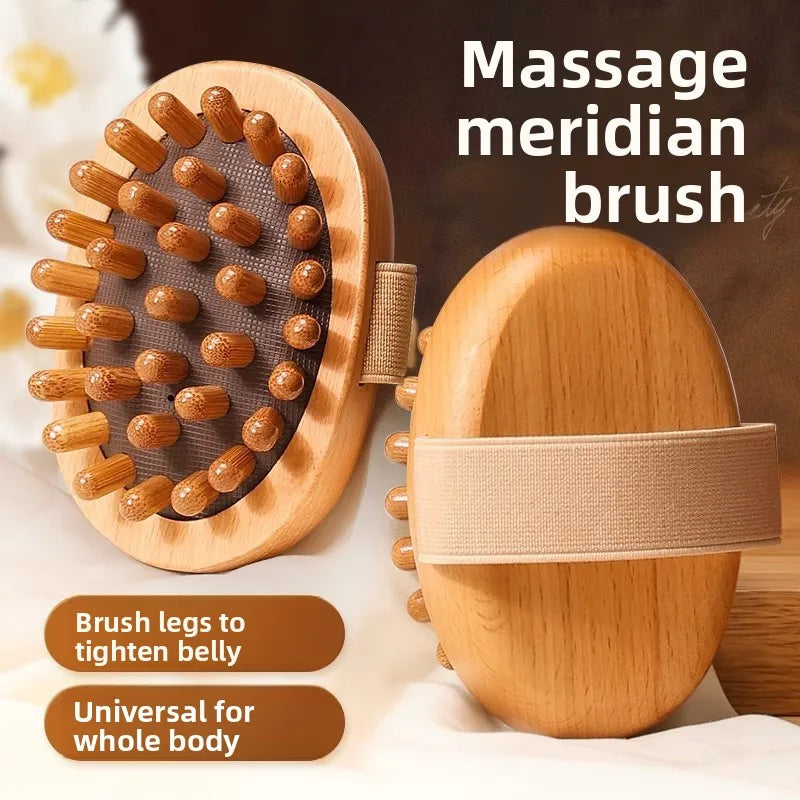 Home massage comb, beech wood meridian brush, universal for the whole body to clear meridians, abdominal and leg massage device