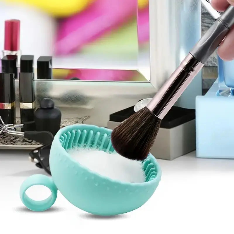 1Pc Quickclean Makeup Brush Cleaner - Premium Silicone Scrubber & Non-Slip Bowl - Effortless Deep Cleaning For All Facial