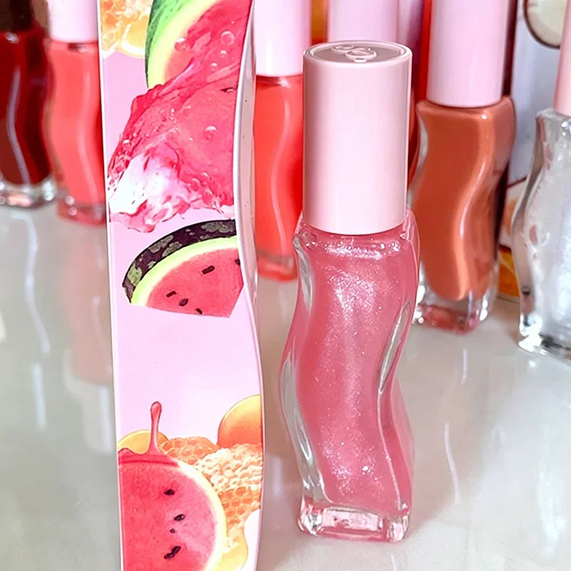 Fashion Dopamine New Summer Long-lasting Moisturizing Lip Oil Gloss Care Lips Plumping Exfoliating Watermelon Milky Mocha Gloss