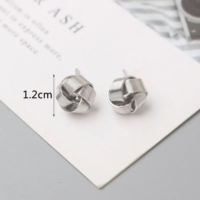 Tiny Metal Stud Earrings For Women'S Gold Color Twist Round Earrings Small Unusual Earrings Boucles D'Oreilles Fashion Jewelry