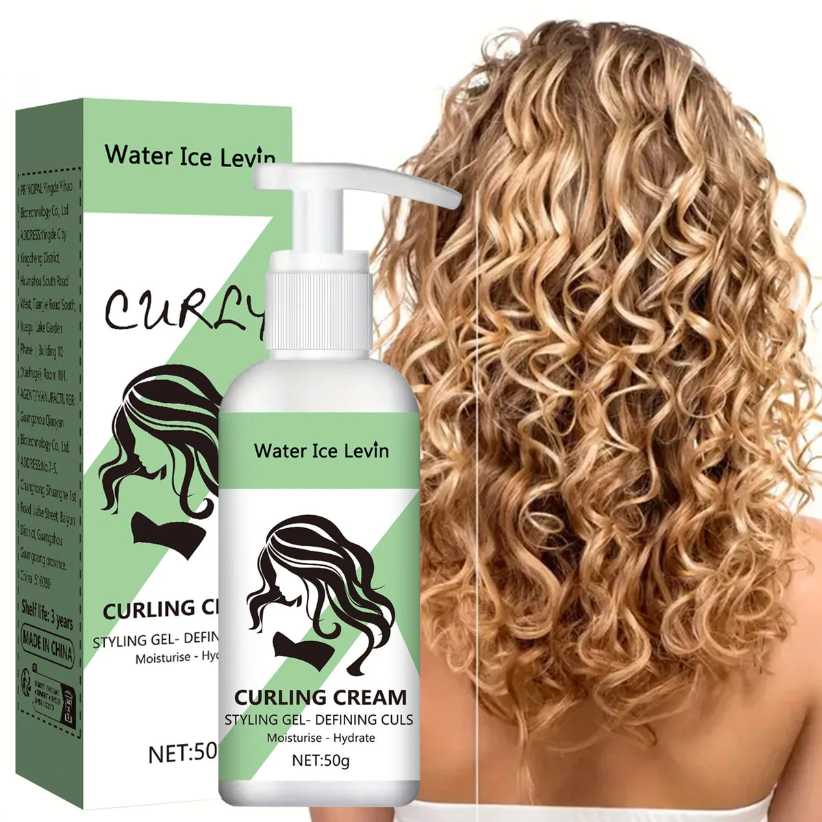 Water Ice Levin Curl Enhancer Cream - 50g with Keratin & Biotin