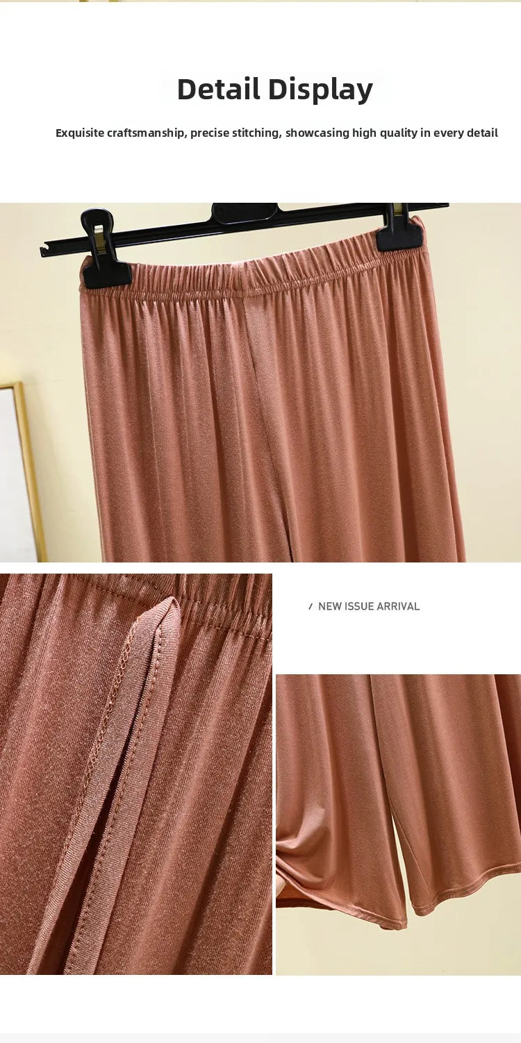 Women's Modal Wide-Leg Pants - High-Waisted Casual Summer Lounge