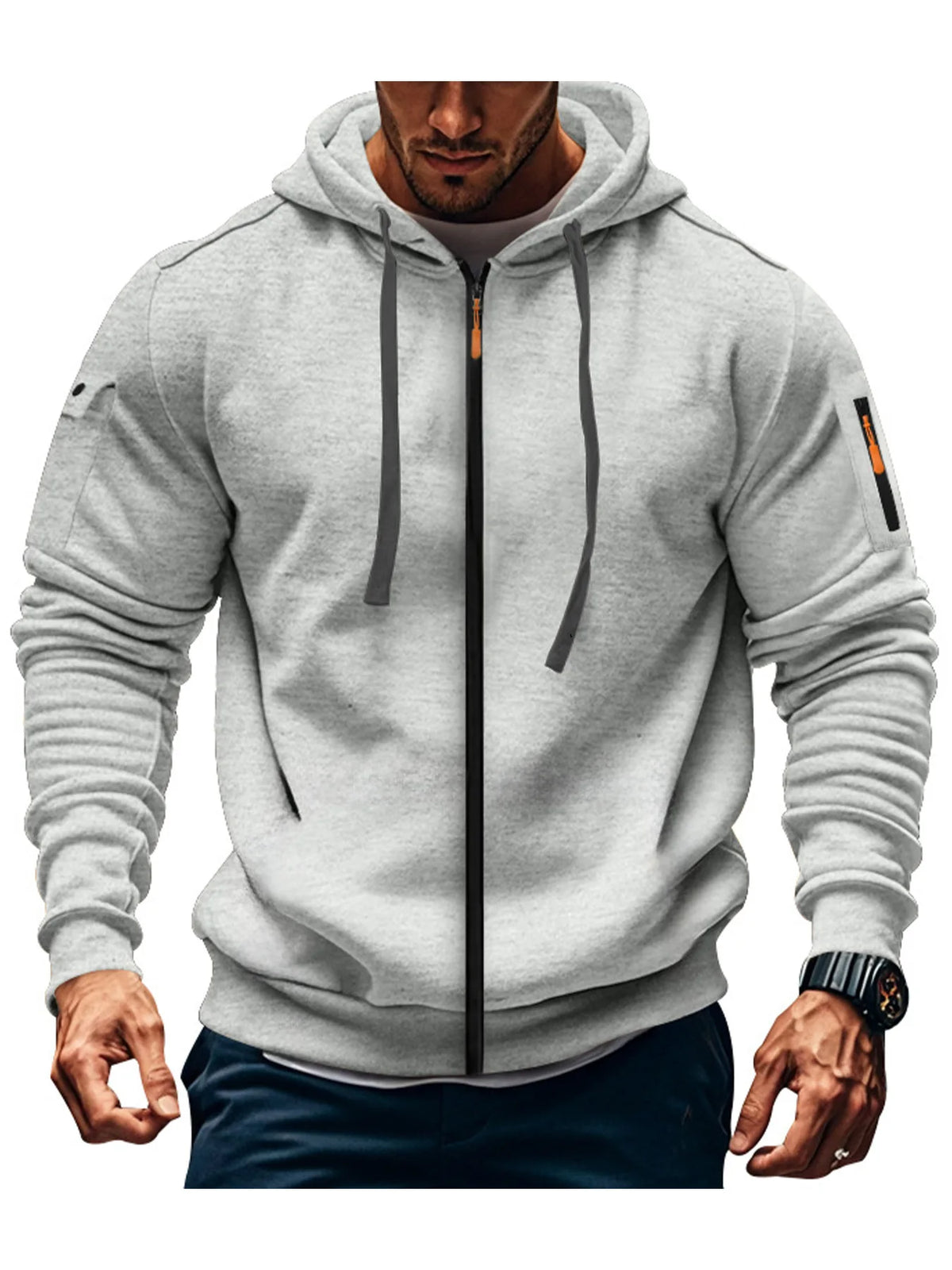 Men's Hooded Sweatshirt - Long Sleeve Zipper Sportswear Slim Fit