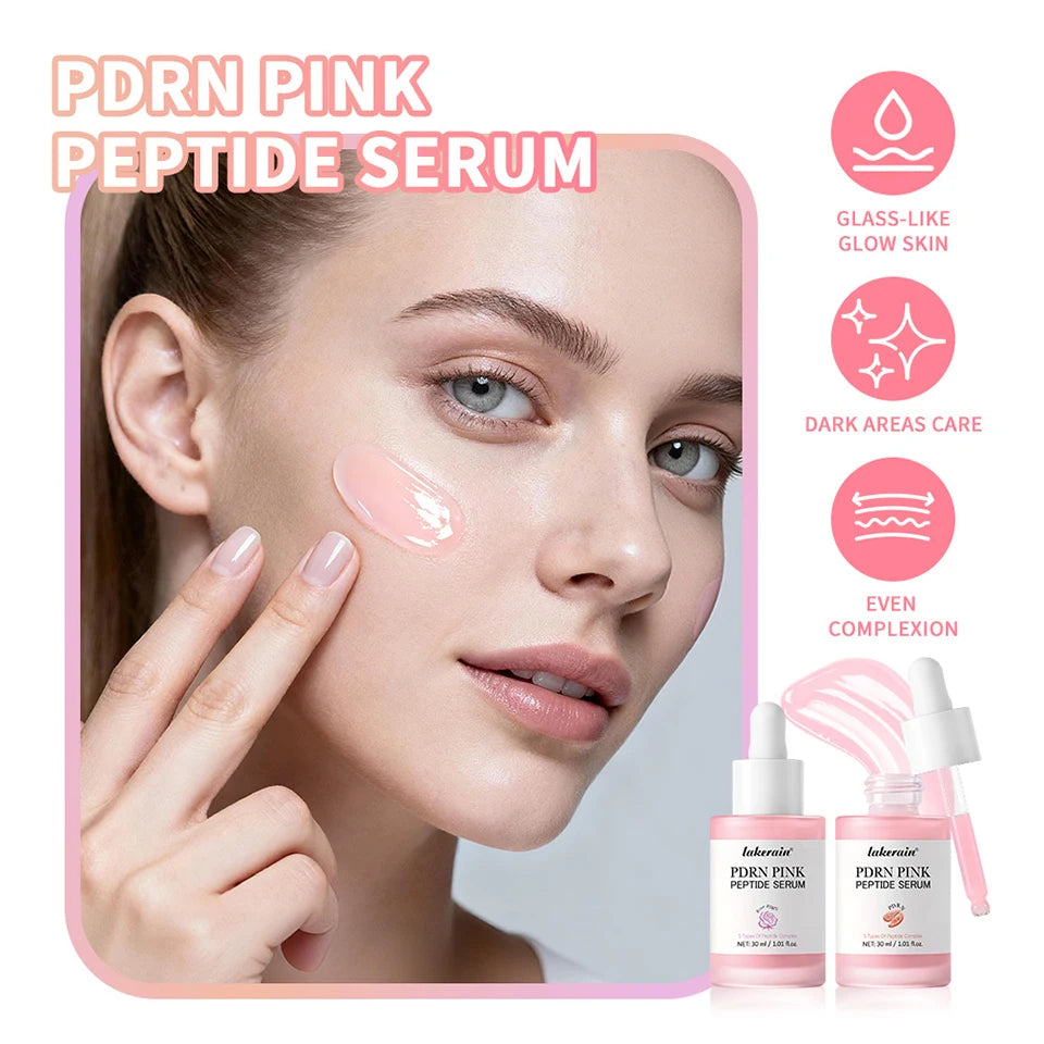 Lakerain 2Pcs Set 0-Pore Toner Pad & Salmon PDRN Pink Peptide Facial Serum Deep Moisturizing Glow Korean Facial Skin Care Kit