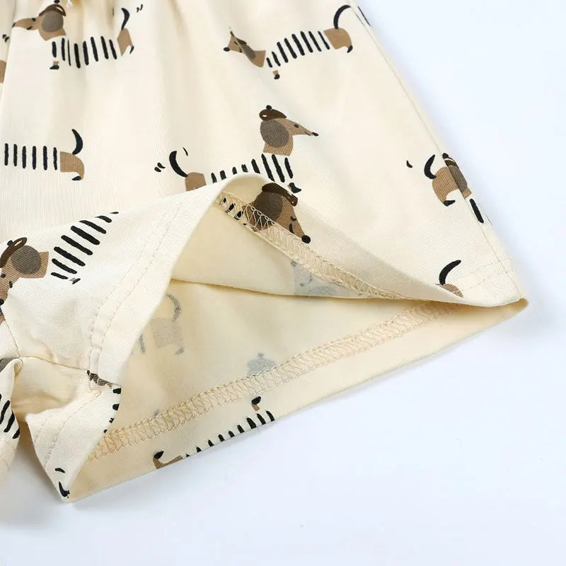 Cartoon Print Toddler Boys Clothes Cotton Short Sleeve Tops Shorts 2 Pcs Summer Kids Clothes Girls Outfit Set 1-3 Years