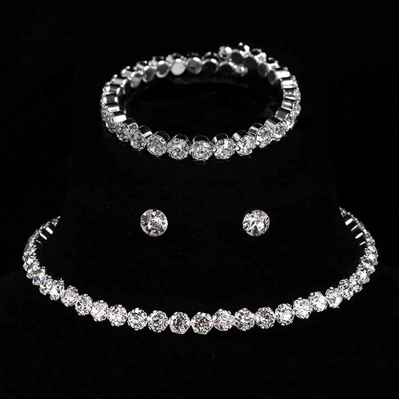 Womens Minimalist Jewelry Set 4 Piece Necklace Earrings Bracelet Set Chic Elegant Versatile Gift For Women