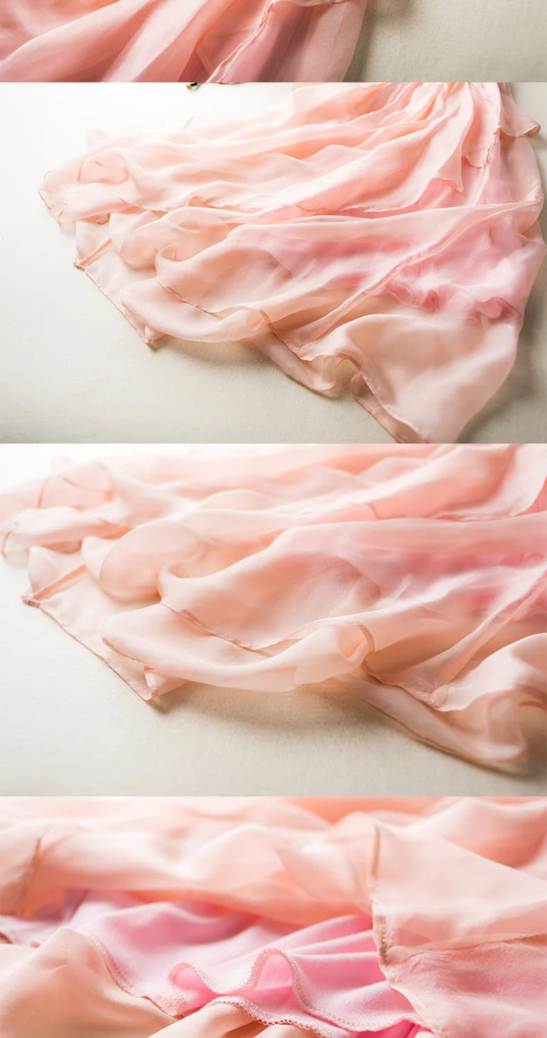 100% Mulberry Silk Dress Slim Silk Dress 2024 Summer Women's Clothing Super Fairy Beach Dresses Long Elegant Dresses For Women