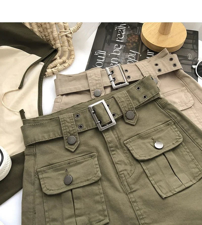 2026 Summer Safari Style Women Denim Pantskirt High-waist Short Slim A-line Jean Skirts Lady Anti-expose Lining Wide-leg Shorts