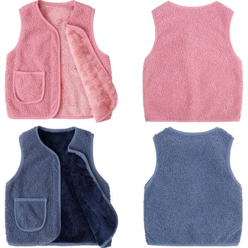 Baby Girl Boys Waistcoat Fleece Soft Warm Vest Autumn Winter Sleeveless Jacket for Children Boy Outerwear Toddler Coat Clothes