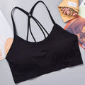Sports Underwear Women'S Yoga Fitness Seamless Crop Top Wide Letter Straps Comfortable Workout Activewear