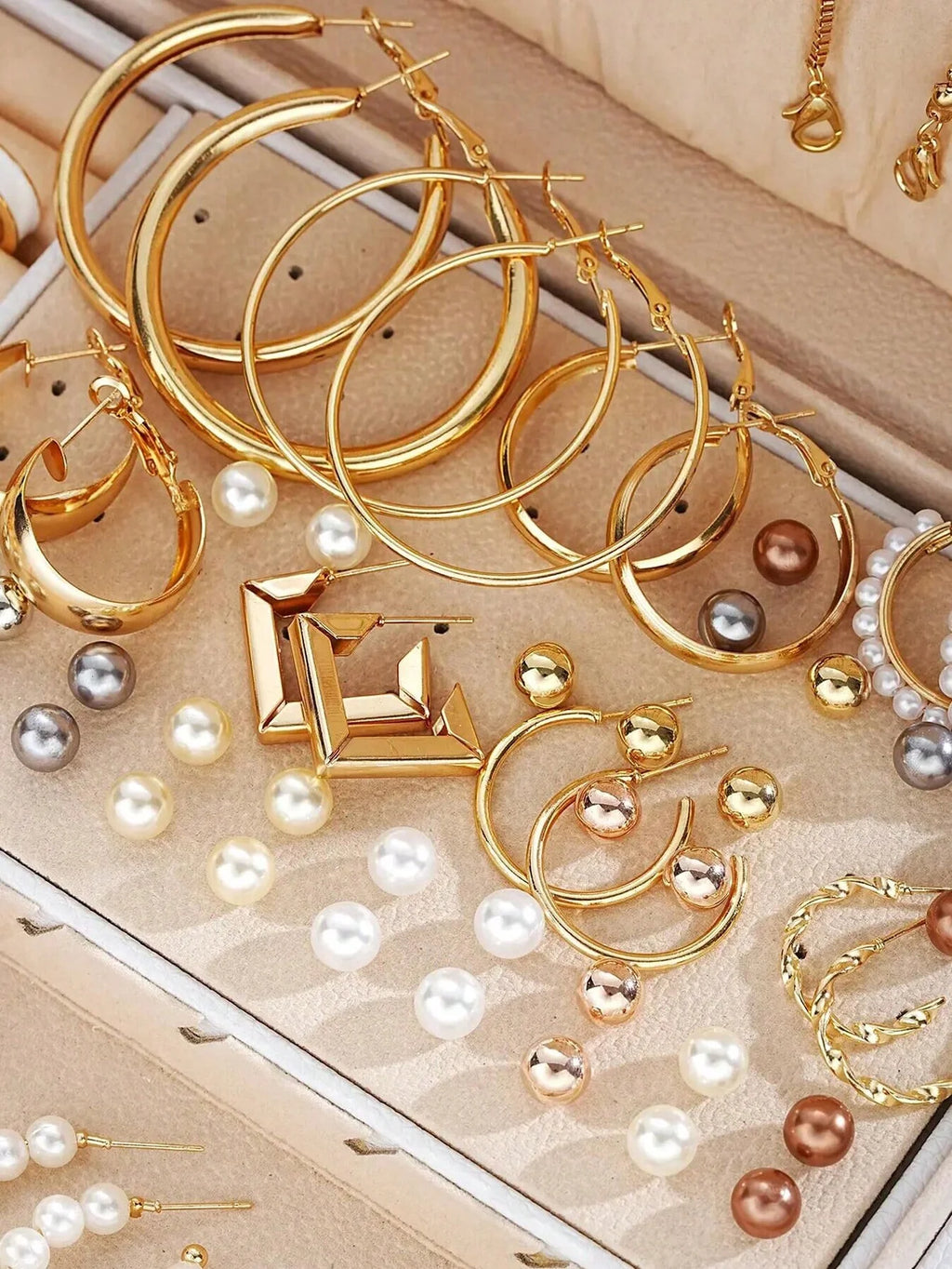 86Pcs/Set Elegant Pearl Earrings Multi-Layered Necklace Ear Studs Rings 4-In-1 Jewelry Set For Women'S Daily Wear (No Box)