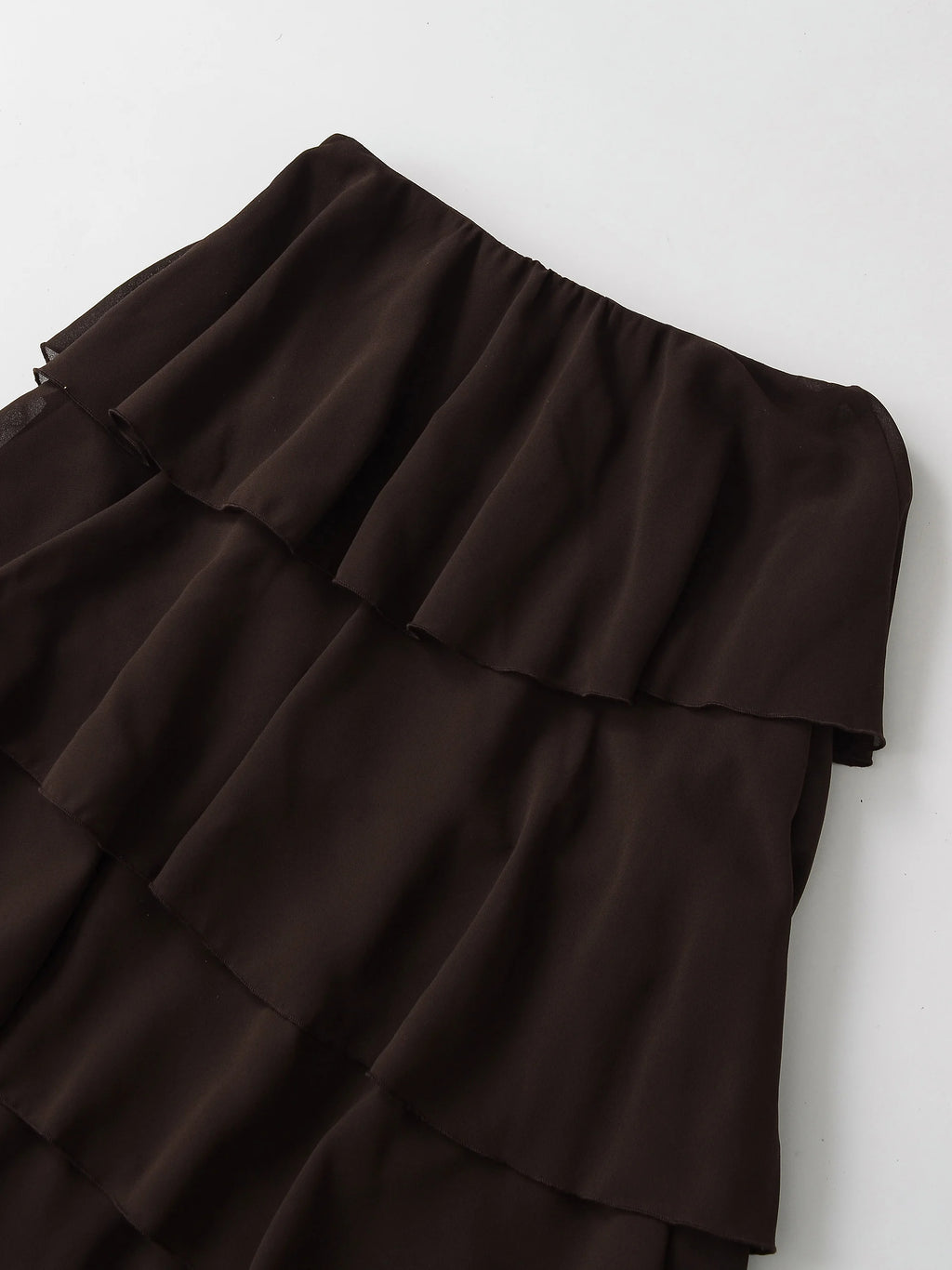 Vintage Tiered Brown Party Commute Modern High Street Long Skirt Elegant Streetwear Fashion 2026 Spring Female Skirt