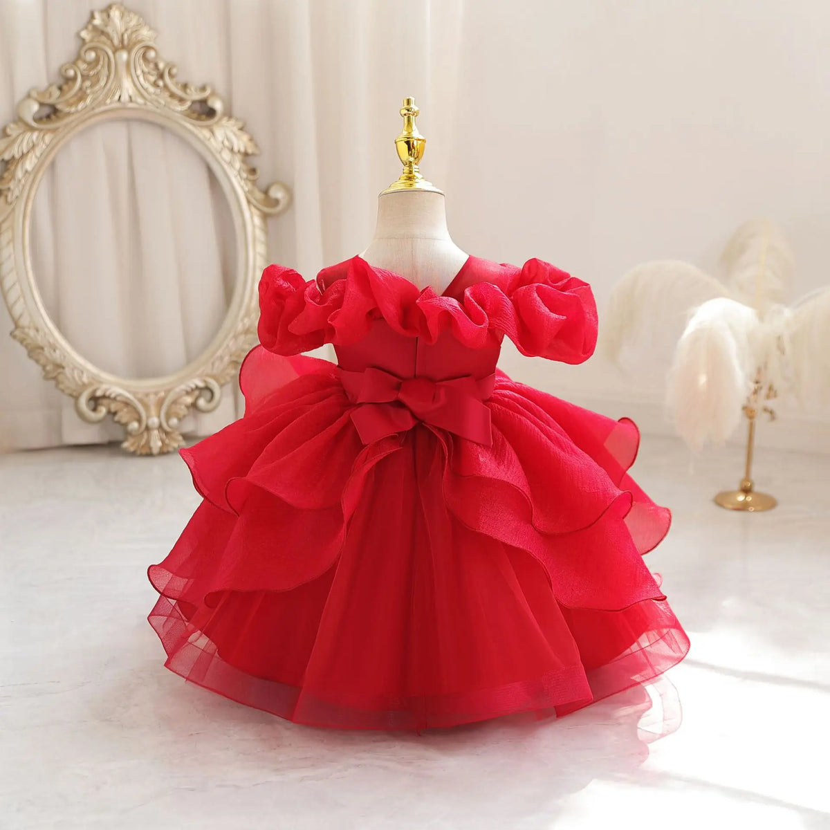 HETISO New Kids Girl Princess Dress Baby First Communion Ceremony Wedding Party Ball Gown Sequined Layered Tutu Clothes