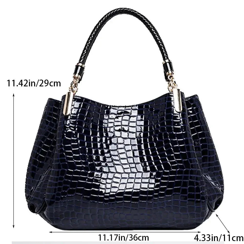 Women's Bag Large Capacity Tote Daily Commute Women's Shoulder Bag Crocodile Print Bright Face Handbag Shopping Women's Handbags